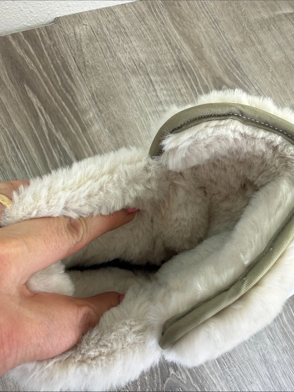 Michael Kors White Faux-Fur Hiking Boots with Orange Accent